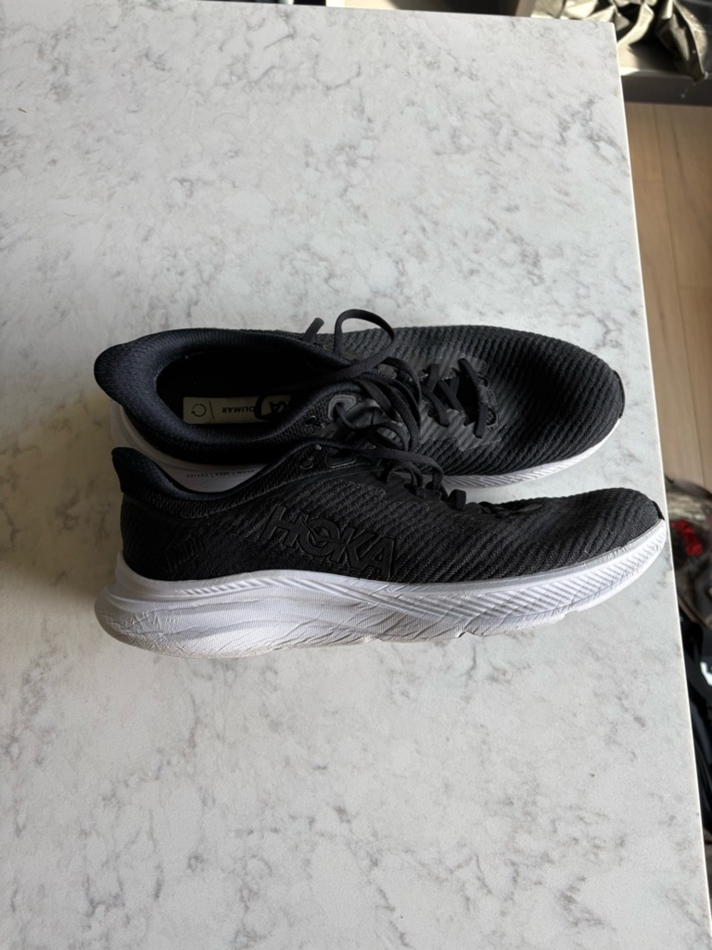 Hoka One One Black and White Men's Running Shoes